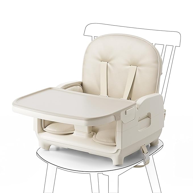 3-in-1 Portable Baby High Chair for Babies and Toddlers, Convertible Easy Clean Infant Foldable Highchair with Adjustable Legs & Dishwasher Safe Tray, Beige