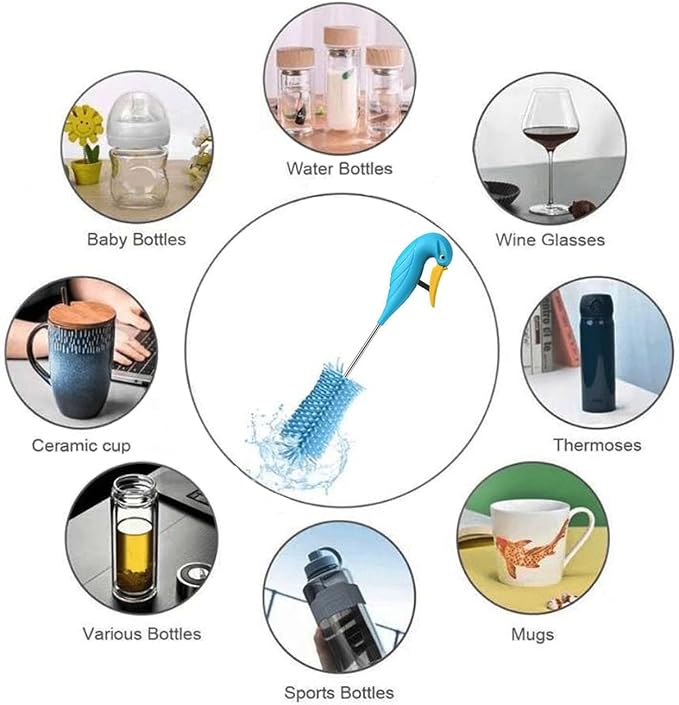 Water Bottle Cleaner Brush Semi-Automatic Silicone Bottle Brush for Baby, Sports, Vase, Glassware, and Smaller Diameter Openings