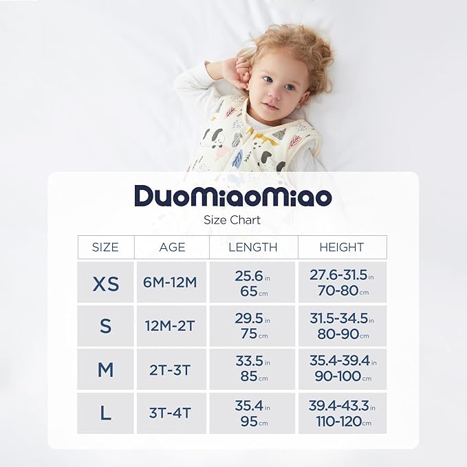 Duomiaomiao 2 Pack 0.5 TOG Toddler Sleep Sack 36-48 Months 100% Cotton Lightweight Baby Sleep Sack with Feet, Breathable Comfy Toddler Wearable Blanket