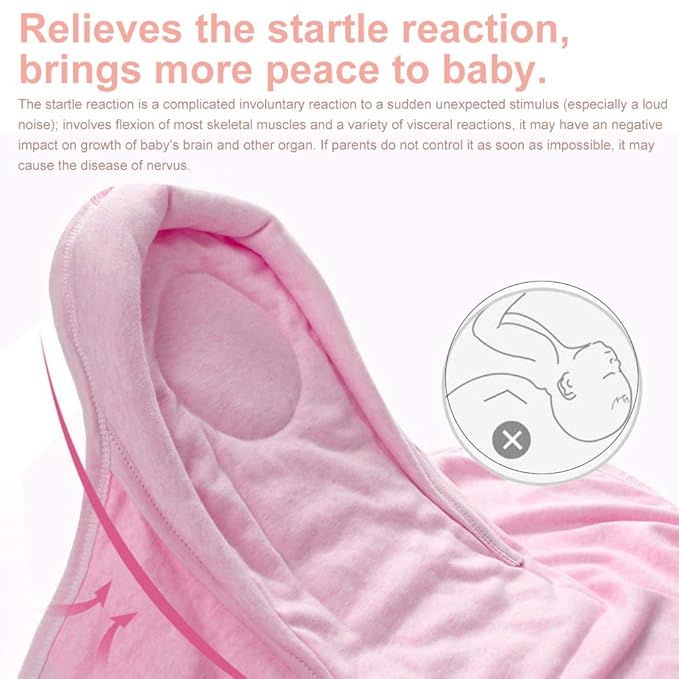 Premium Soft Cotton Baby Swaddle Blankets, Baby Blanket Wrap for Newborn Baby Boys Girls, Skin Friendly Wearable Swaddling Sleep Sack Calms Startle Reflex (Button, Peachpink, 0-3 Months + 3-6 Months)