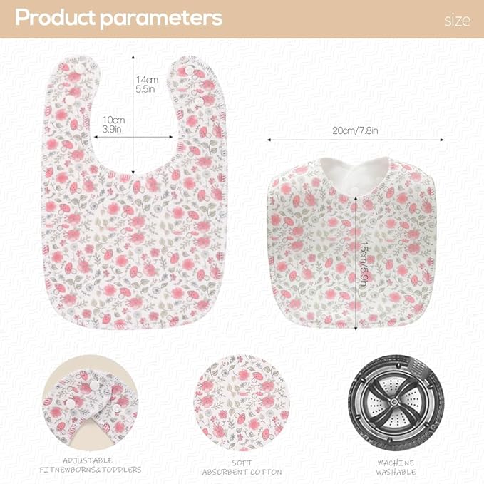 8 Pack Baby Bibs Unisex Adjustable with Snaps Ultra Soft Absorbent Drooling Teething for Boys and Girls