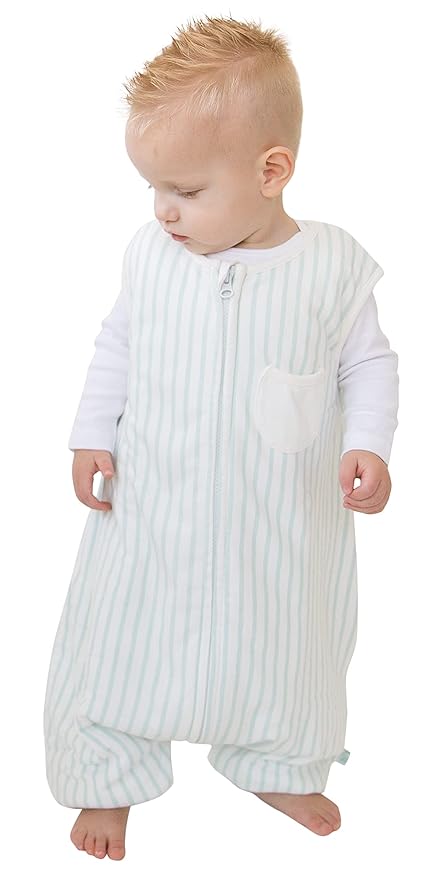 Tealbee Dreamsuit Toddler Sleep Sack with Feet – Walker Sleep Bag with Legs, Rayon made from Bamboo, Winter 1.5 TOG, 2-Way Zipper, 12m-2T - Stripes