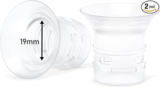 2pcs 19mm Flange Insert Compatible with eufy S1 Pro/S1/E10/E20, Fit for Momcozy M9/M6/M5/S12 pro Breast Pump, Replace for Spectra/Medela/MomMed/eufy/Lansinoh/Elvie with 24mm Flange/Shield