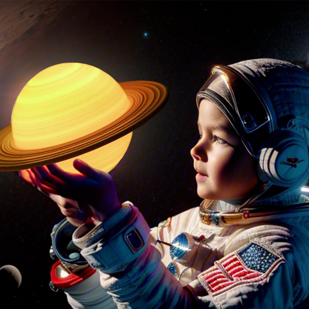 YDSIII Saturn Lamp 6.4 inch Moon Lamp Galaxy Lamp 16 Colors LED 3D Moon Light USB Rechargeable Remote&Touch Control Nursery Room Decor Birthday Gift for Girls&Boys&Women