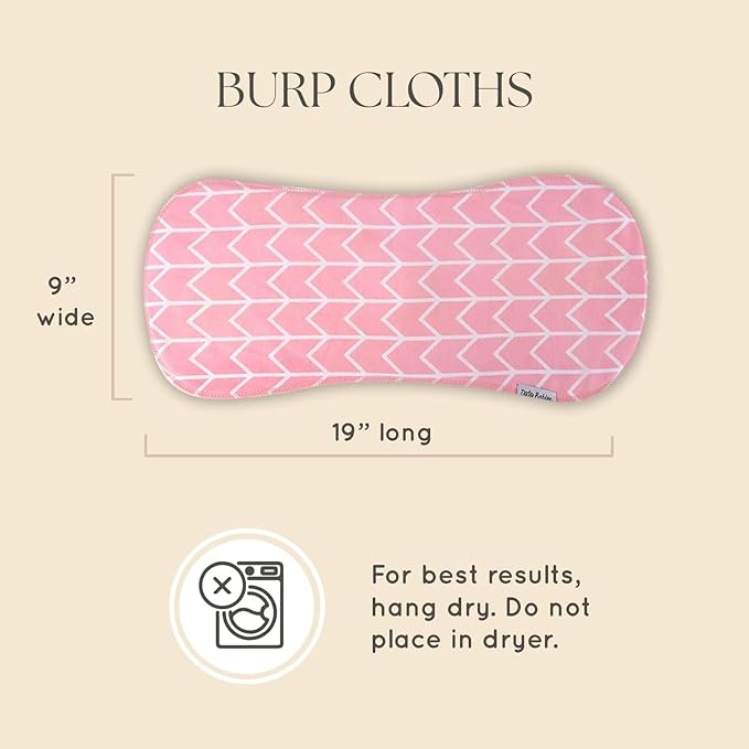 Dodo Babies 5-Pack Baby Burp Cloths - Soft & Absorbent Cotton Burp Cloths are Newborn Essentials Must Haves - Includes Pacifier Case and 2 Pacifier Clips - Colors: Pink, Grey, and Black