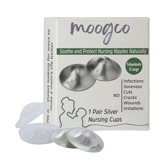 The Original Silver Nursing Cups - Nipple Shields for Breastfeeding Newborn - 999k Nipple Cups - Tri-Laminate Silver - Silver Nipple Covers Breastfeeding - 999k (X-Large)
