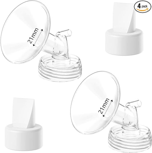 4pack Breast Pump Parts, 2pcs 21mm Flange and 2pcs Duckbill Valves for Spectra/Motif Luna/Amada MYA Breast pumps Parts, for Spectra S2 S1 9 Plus Parts, Replace to Spectra Flange Spectra Duckbill Valve