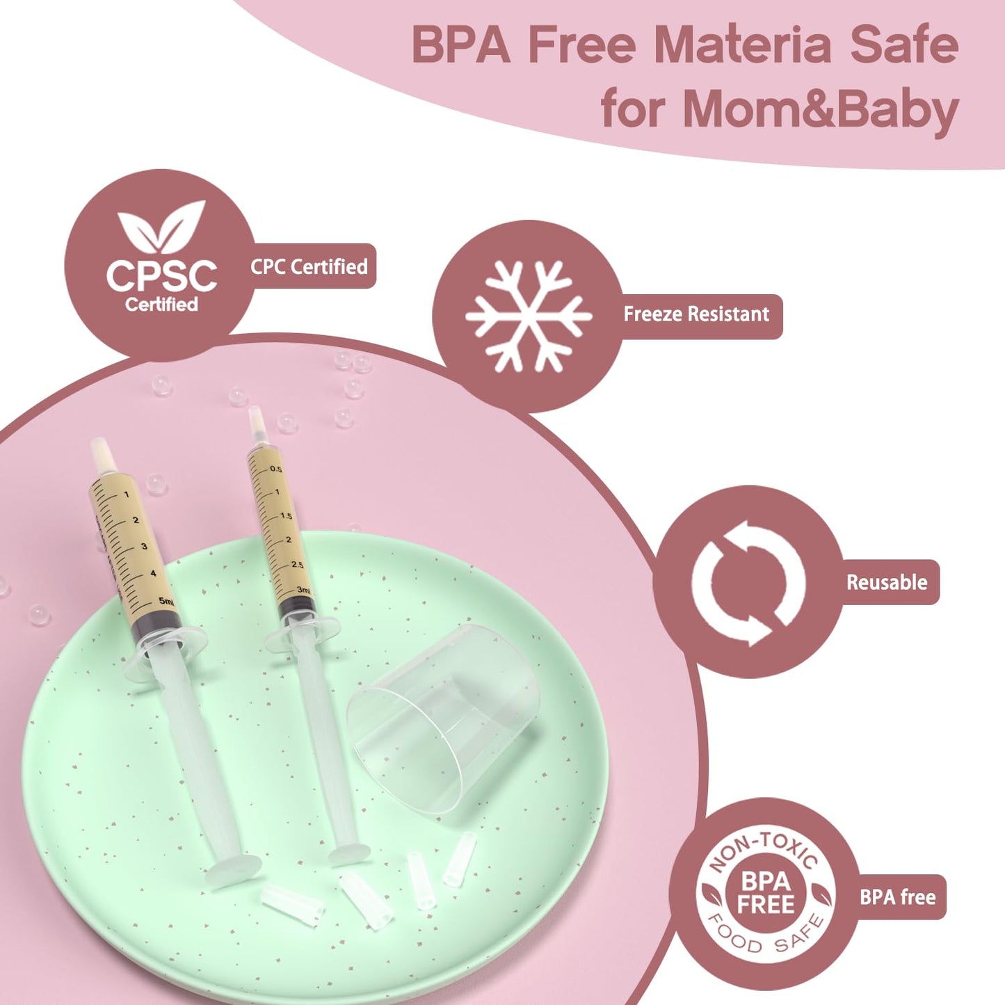 60 Sets 3Ml Colostrum Collector Kit Include 60 3ml No Needle Sterile Syringes with Cap, 4 Measuring Cup, 6 Zip-lock Storage Bags, 60 Labels for Breast Milk Collector