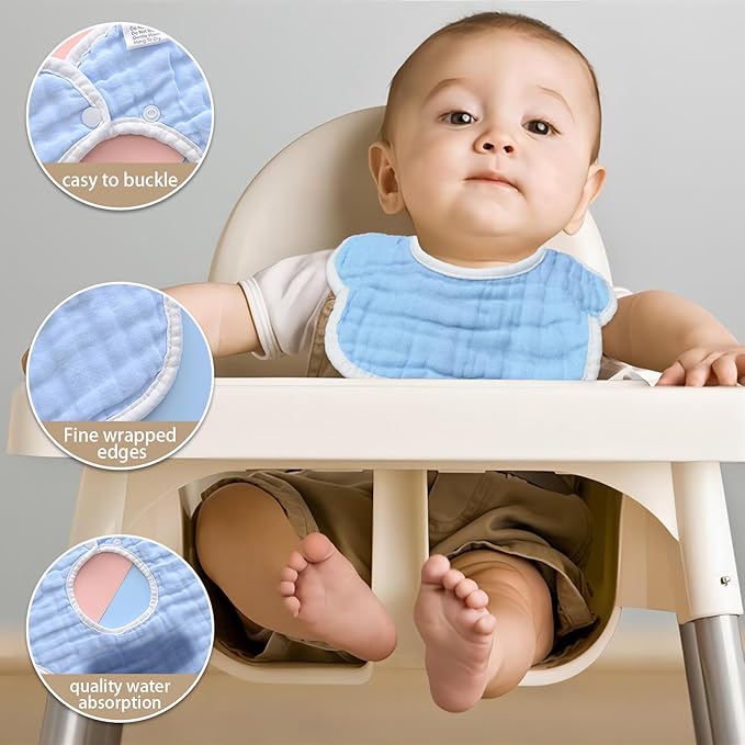 Baby Bibs Muslin Drool Teething Drooling Bibs for Baby Girl Boy Muslin Cotton