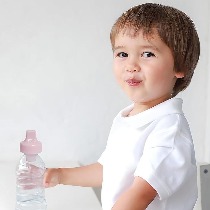 Refresh-a-Baby Reusable Bottle Top Spout Adapter – Reusable, Easily Convert Any Bottle into a Spill-Proof Sippy – Perfect for Travel & Everyday Use, BPA-Free, Dishwasher Safe - Pack of 2 (Baby Pink)
