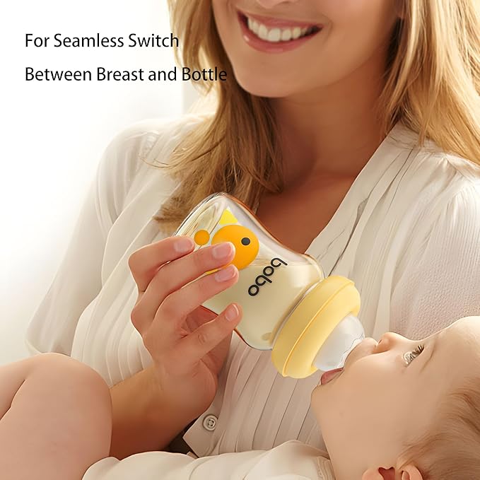 YOHKOH PPSU Baby Bottle Wide Neck, Newborn Anti-Colic Baby Bottle with Natural Response Nipple, Streamlined Body, Easy to Clean (5.4oz (Pack of 2), Yellow)