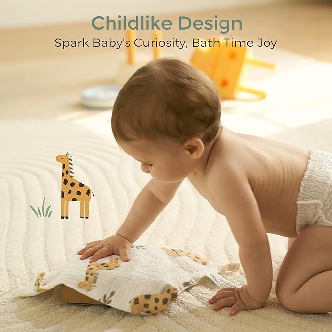 Momcozy Baby Washcloths - 4 Layer Design| Medium Thickness| Premium Cotton for Newborns' Skin-Great for Bathing, Wiping & on-The-go Use, Shower Gift and Essential(5 Pack, 10x10 inch)