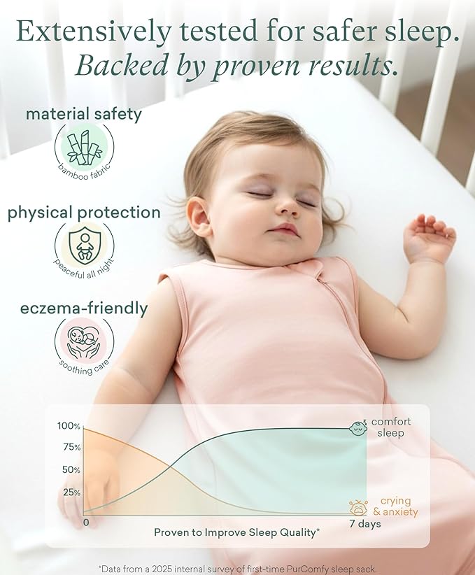 PurComfy Supersoft Sleep Sack 0.5 TOG, Premium Bamboo Viscose Sleeping Bag Thin Baby Wearable Blanket 2-Way Zipper Sleep Sack