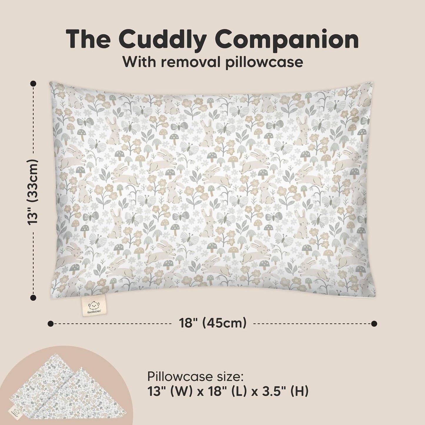 Toddler Pillow with Pillowcase - 13x18 My Little Cuddly Pillow, Viscose Derived From Bamboo Nursery Toddler Pillows for Sleeping,Kids Pillow, Small Travel Pillows, Mini Toddler Bed Pillow (Prairie)