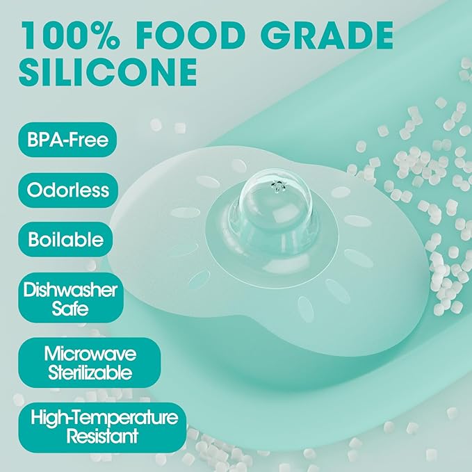 CheriBaby Nipple Shield, Contact Nipple Shield for Breastfeeding with Difficulty Sucking or Flat or Inverted Nipples, 1 Pair with Carrying Case, 100% Food Grade Silicone, BPA/BPS Free, 20mm