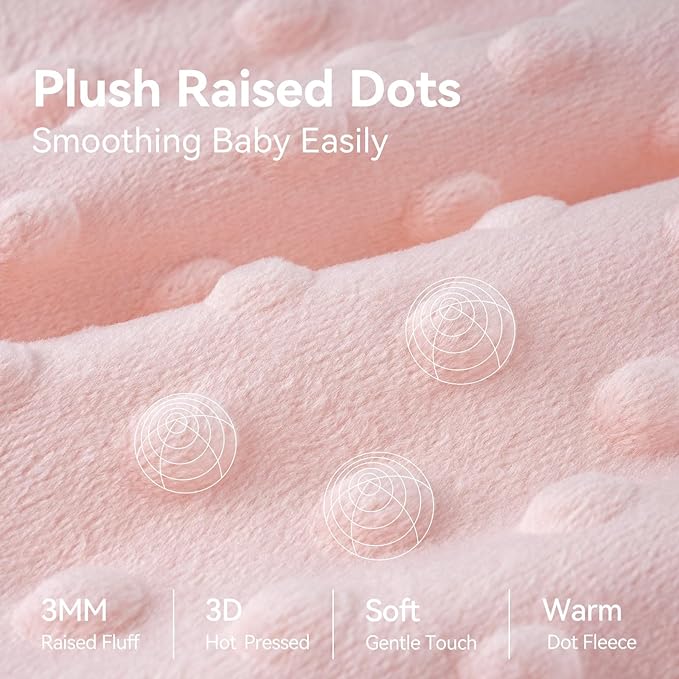 Fleece Baby Sleep Sack 6-12 Months with Plush Dots 1.5 Tog Baby Wearable Blanket with 2-Way Zipper Warm Sleeping Sack for Toddler Infant Newborn - Medium, Pink