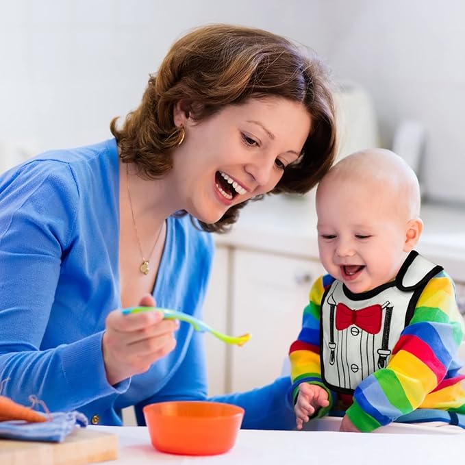 7Pcs Cotton Waterproof Baby Bibs Hook Loop Closure Newborn Bib Keepsake Baby Gift for Drooling Feeding Eating