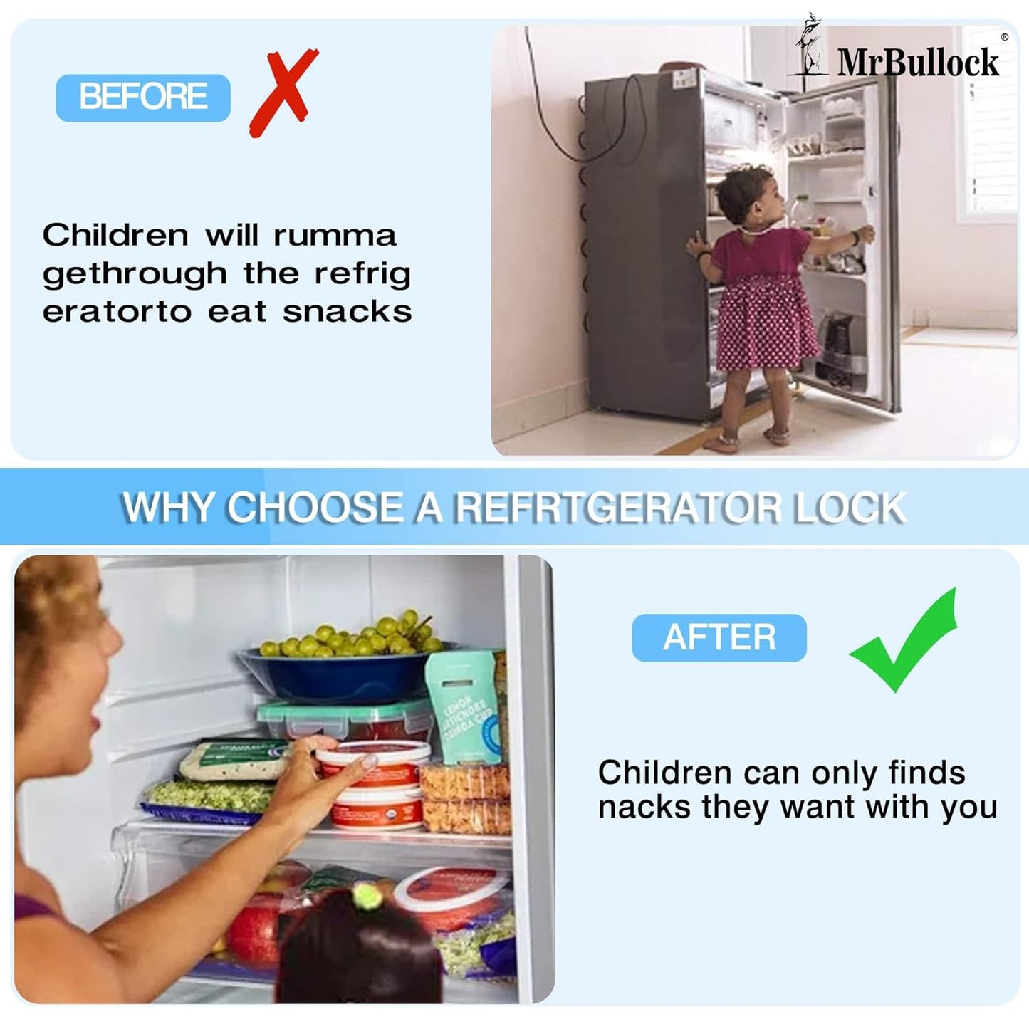 2 Pack Refrigerator Lock Fridge Locks for Kids Keyless Child Safety Cabinet Locks for Cabinets Closets Drawers Window Electrical Appliances Locks