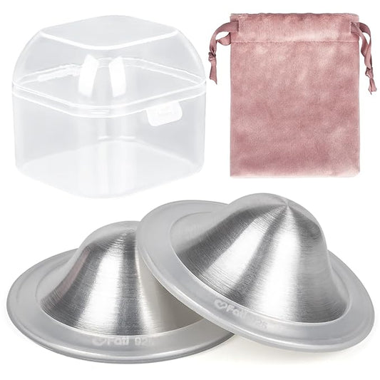 The Original Silver Nursing Cups, Nipple Covers for Breastfeeding, Nipple Shields for Nursing Newborn, Breastfeeding Essentials Silver Nipple Guards for Sore Nipple Relief-XL
