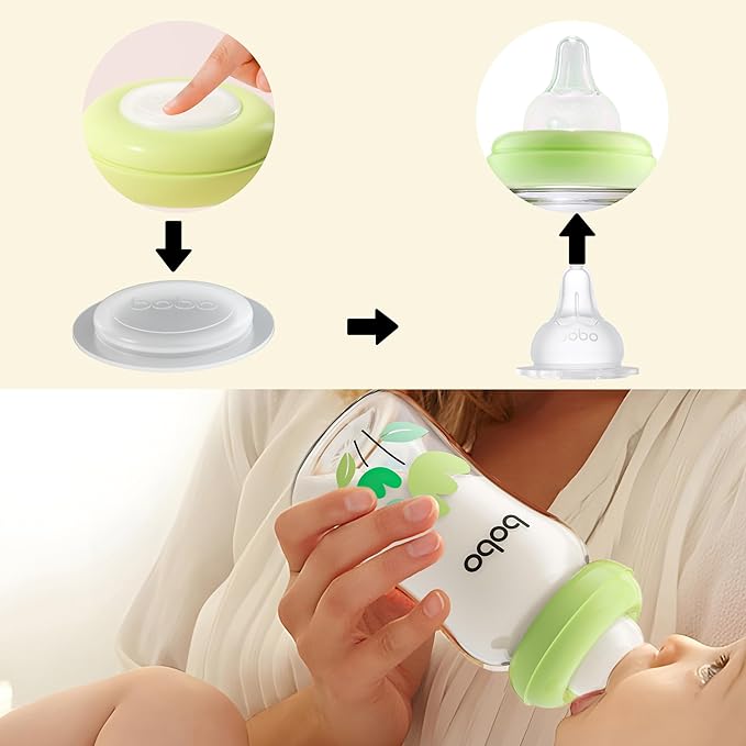 YOHKOH Glass Breast Milk Storage Bottles - 100% Leak-Proof, BPA-Free Breastmilk Storage Containers, Freezer & Dishwasher Safe, Ideal for Nursing Mothers (Green, 5.4oz (Pack of 6))