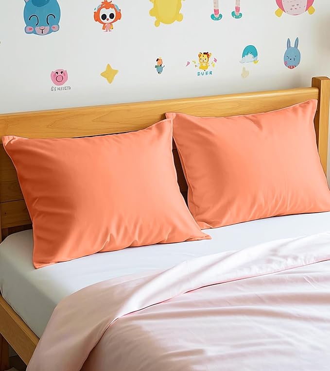 Deep Dream Toddler Pillowcases for 13x18 Pillow 2 Pack, 100% Cotton Travel Pillow Case Cover, 600 Thread Count Cotton Pillow Covers, Soft & Breathable Small Pillow Cases Envelope Closure, Orange