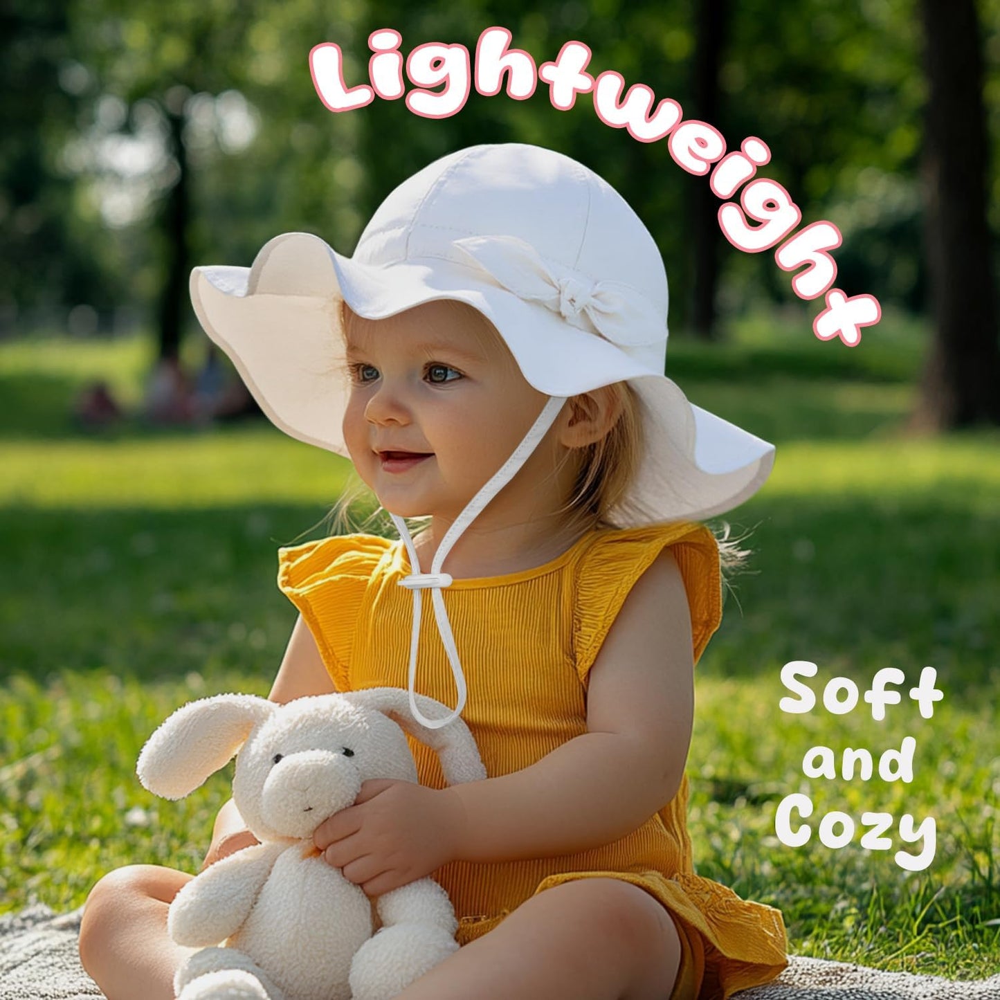 Baby Sun Hat Toddler Girl Beach Hat Adjustable Outdoor Summer Hat UPF 50+ Sun Protection Wide Brim Infant Kids