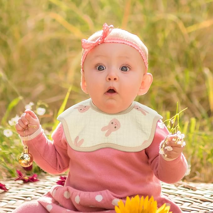 Muslin Baby Bibs for Drooling and Teething Newborn Drool Bibs for Baby Girl Boy