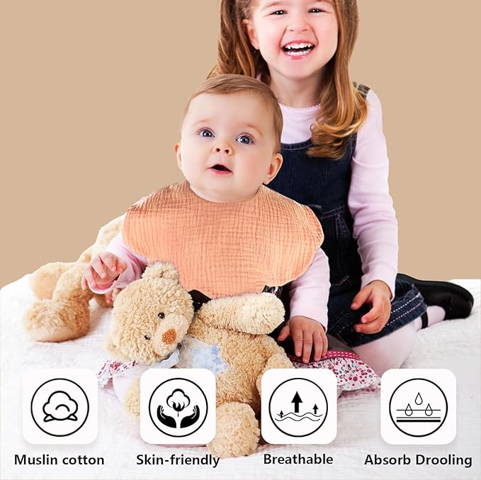 Baby Bibs Muslin Drool Teething Drooling Bibs for Baby Girl Boy Muslin Cotton