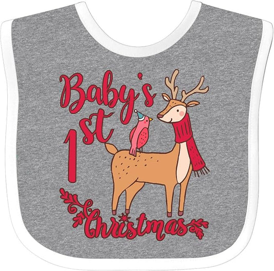 inktastic Baby's First Christmas Baby Bib