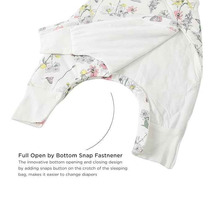 Duomiaomiao 1.5 TOG Toddler Sleep Sack 24-36 Months 102% Cotton Four Season Side Open Zipper Baby Sleep Sack with Feet, Breathable Toddler Wearable Blanket