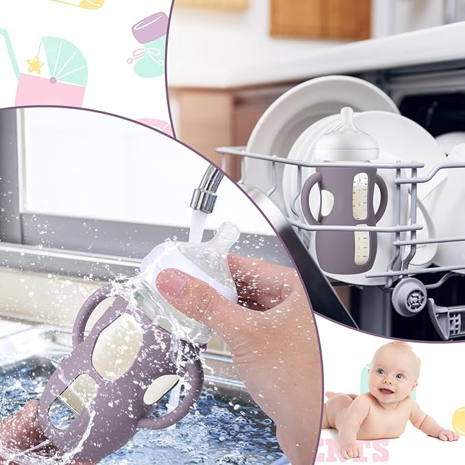 BUSOHA 3 Pack Silicone Sleeves for Avent Baby Bottles - Drop Protection Baby Bottle Sleeves with Handle for Avent Natural Baby Bottles,8 Ounce