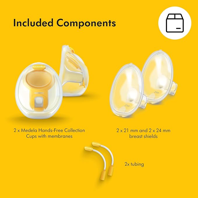Medela Hands-Free Collection Cups, Compatible with Freestyle Flex, Pump in Style with MaxFlow, and Swing Maxi Electric Breast Pumps, 1 Set of 2 Cups