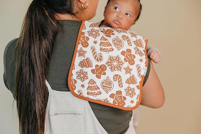 Copper Pearl Baby Burp Cloth Large 21''x10'' Size Premium Absorbent Triple Layer 3-Pack Gift Set Gingerbread