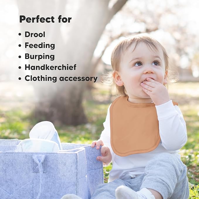 8-Pack Organic Baby Bibs for Boys, Girls - Soft Cotton Drooling and Teething Bibs for Baby Girl & Boy, Extra Absorbent, Easy to Clean & Put On for Toddler, Newborn, Infant 0-24 Months (Mauve)