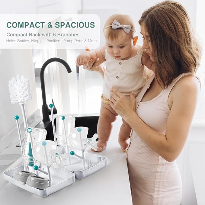 Termichy Travel Baby Bottle Drying Rack, Compact Size with Large Capacity for Working Mom, Visit Families, Friends or Camping with Baby Teal