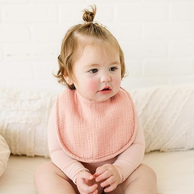 Konssy 6-Pack Muslin Baby Bibs for Boys & Girls, Soft Cotton Absorbent Bandana Drool Bibs for Drooling & Teething