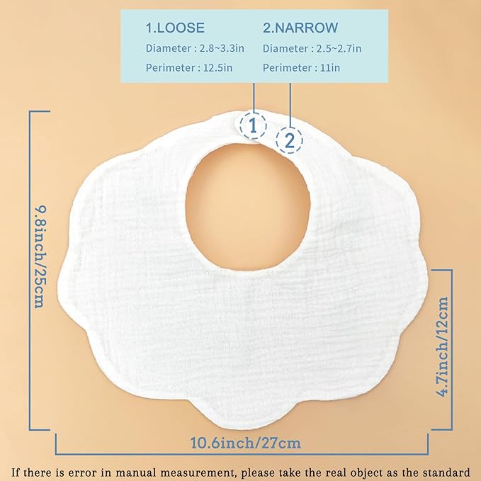 EllieHouse Baby Bibs for Girls Boys 10Pack Muslin Drool Teeth Drooling Teething Bibs Muslin Cotton for Infant Toddler