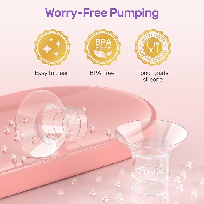 Nuliie 10PCS Silicone Flanges Insert Replacement Kit, Flange Sizing Kit 13/15/17/19/21mm for 24mm Flange/Shield Breast Pumps, Pumping Essential Kit for Moms