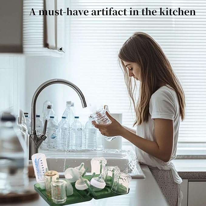 Travel Bottle Drying Rack Space Saving,Foldable Bottle Drying Rack with 16 Ribs,Portable Baby Bottle Drying Rack for Bottles,Breast Pumps and Other Feeding Accessories,Widely Used Daily Basis