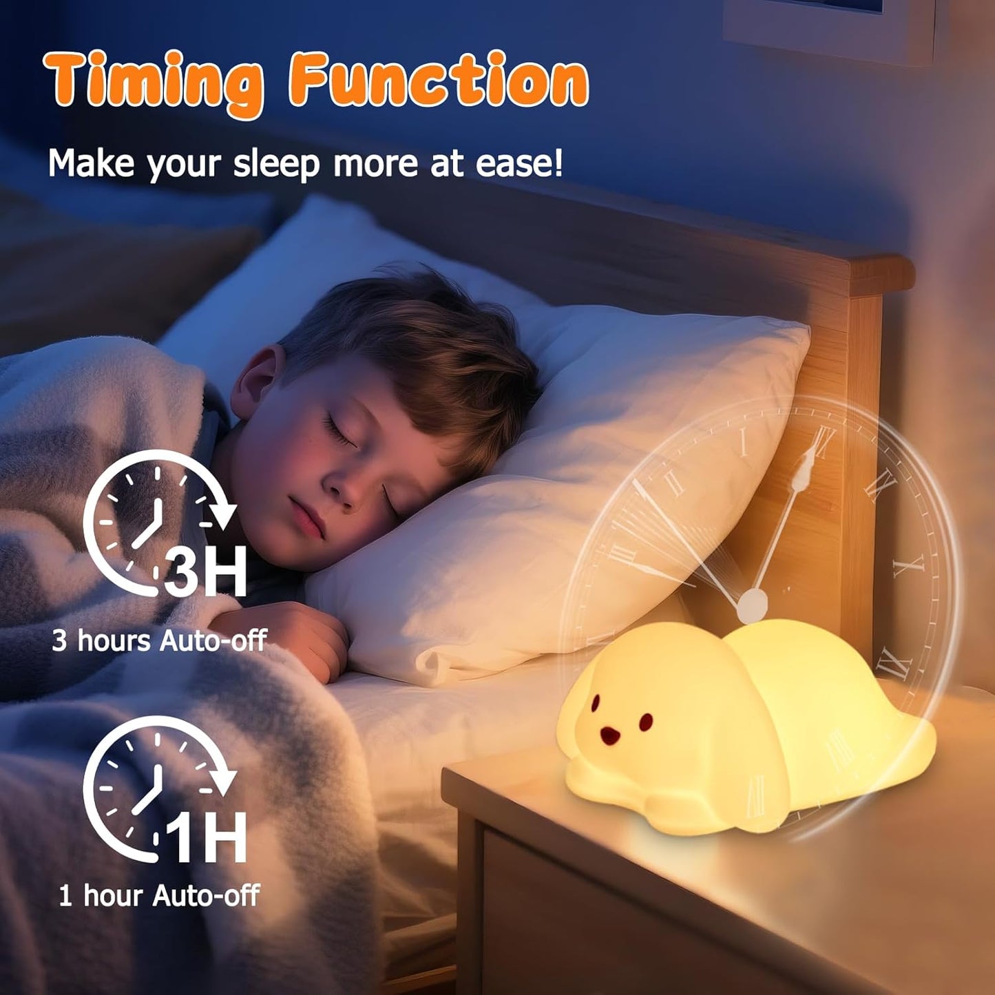 Tremdwoto Dog Night Light for Kids,Cute Colorful Night Light Baby Girl Squishy Night Light Lamp 1/3 Hour Timer Puppy Light Dimmable Nursery Lamp Nightlight Gift for Boys and Girls Kawaii Bedroom Decor