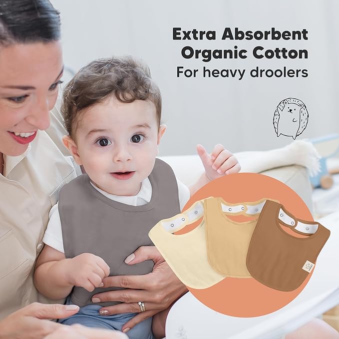 8-Pack Organic Baby Bibs for Boys, Girls - Soft Cotton Drooling and Teething Bibs for Baby Girl & Boy, Extra Absorbent, Easy To Clean & Put On for Toddler, Newborn, Infant 0-24 Months (Terracotta)