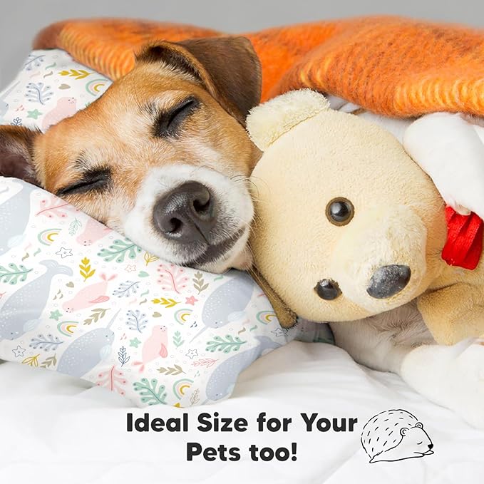 Toddler Pillow with Pillowcase - 13x18 My Little Dreamy Kids Travel Bed Pillows for Sleeping, Organic Cotton Small Pillowcase, Soft & Breathable, Machine Washable, Toddlers 2-5 Years Old (Narwhal)