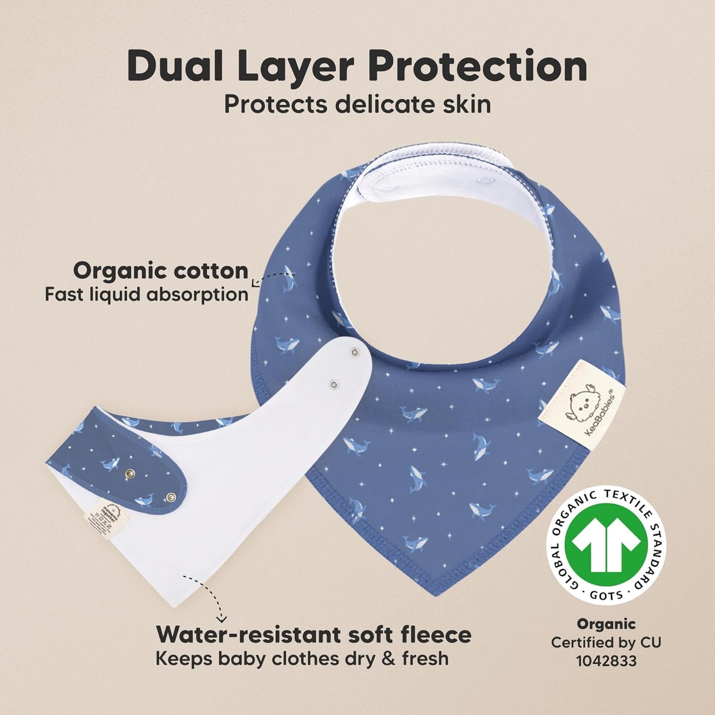 10-Pack Organic Baby Bandana Bibs for Girls - Super Absorbent Triangle Baby Bibs for Drooling and Teething Infant, 100% Cotton Extra Soft for Newborn, Infant 0-36 Months (Marine Muse)