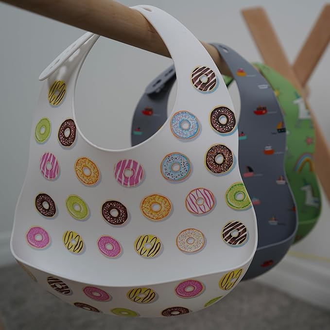 BPA-Free Silicone Baby Bibs with Travel Case, Toddlers Boys/Girls, Large Pocket, Adjustable, Toddlers 6-48 Months