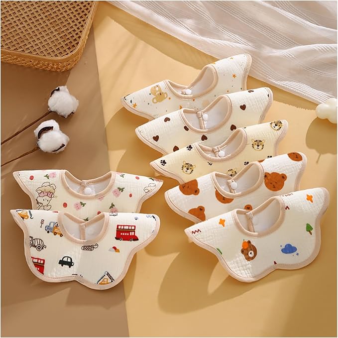 EllieHouse Baby Bibs for Girls Boys 10Pack Muslin Drool Teeth Drooling Teething Bibs Muslin Cotton for Infant Toddler