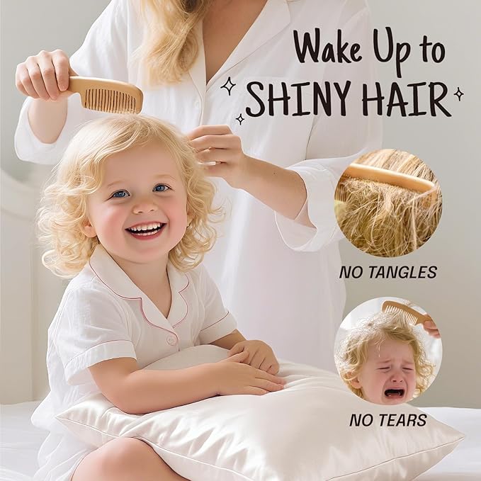 OLESILK 100% Mulberry Silk Toddler Pillowcase for Hair and Skin, Both Sides 19 Momme Pure Natural Silk Travel Pillow Cases with Hidden Zipper, 13"x 18", Gold