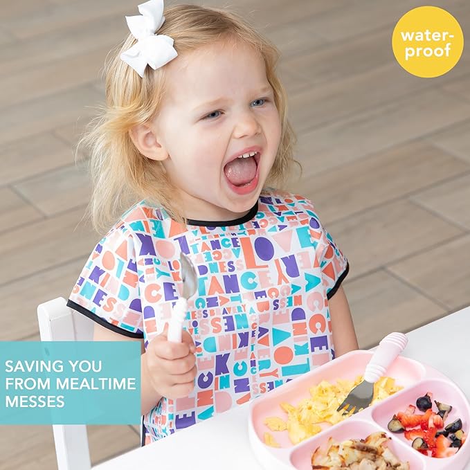 Bumkins Bibs - Toddler Bibs, Waterproof, Large for 1-3 Years, Short Sleeve