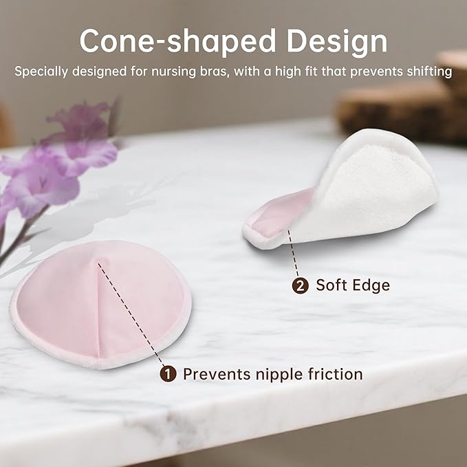 Nimiah Reusable Nursing Pads, Organic Breast Pads for Leaking Milk 14-Packs(7 Pairs), Washable Bamboo Nipple Padding for Breastfeeding Fits B-D Cup with Wash Bag Multi