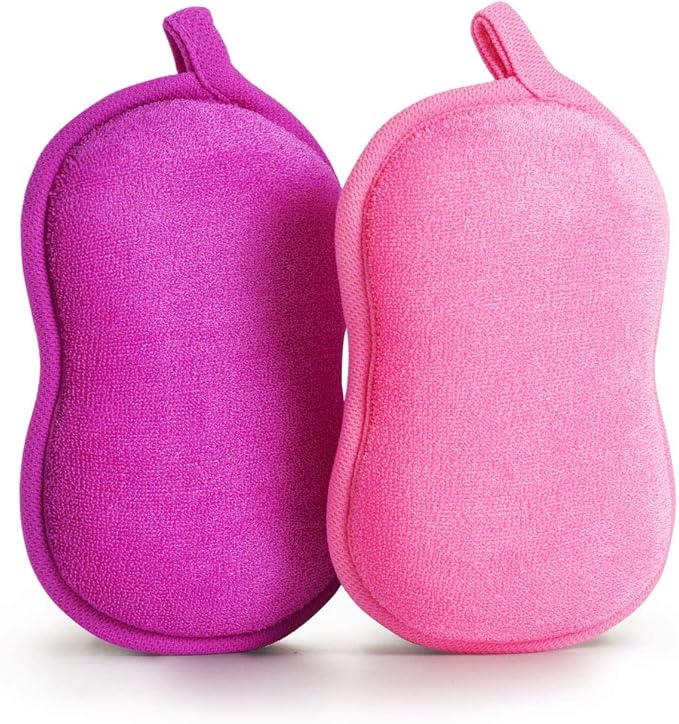 Baby Bath Sponge - Ultra Soft Baby Sponge for Bathing - Kids Bath Sponges for Infants, Toddler Bath Time, 2 Count (1 Pack) - Pink Violet