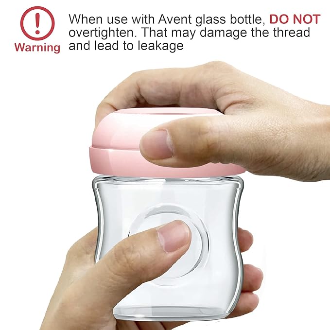 Maymom Replacement Baby Bottle Nipple Rings for Philips Avent Bottle, Compatible Screw Ring Collar for Avent Natural Plastic and Glass Bottles; Not for AntiColi Nipple, BPA-Free, Secure Latch, 4-Pack